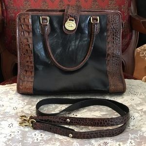 VINTAGE BLACK BROWN BRAHMIN PURSE HANDBAG STRAP